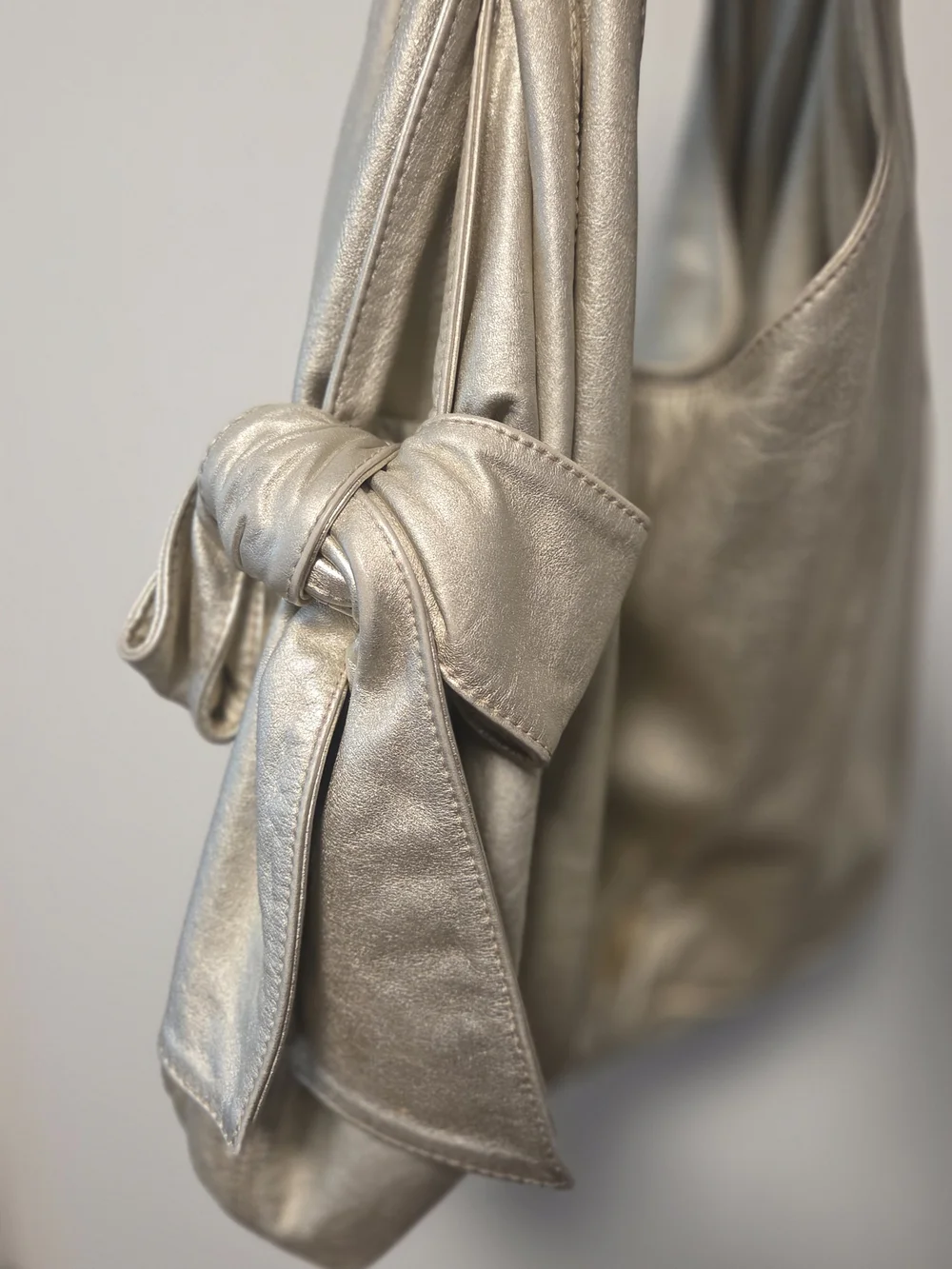 Valentino Gold Leather Hobo  Shoulder Bag - Women's Tote